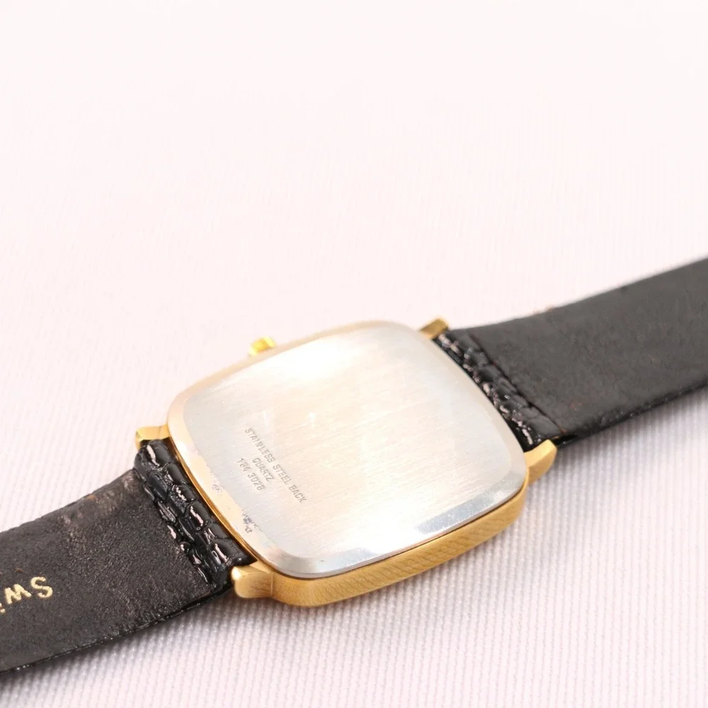 Vintage 1980s VALENTINO Roberto New Old Stock Tank Gold Plated Quartz 25mm Watch